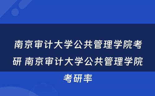南京审计大学公共管理学院考研 南京审计大学公共管理学院考研率