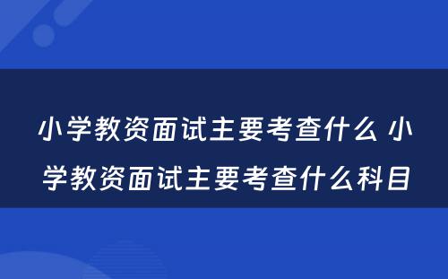 小学教资面试主要考查什么 小学教资面试主要考查什么科目