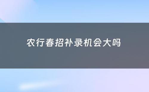 农行春招补录机会大吗 