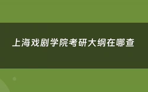 上海戏剧学院考研大纲在哪查 