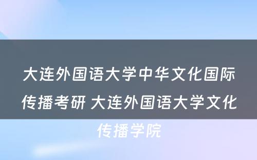 大连外国语大学中华文化国际传播考研 大连外国语大学文化传播学院