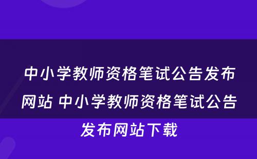 中小学教师资格笔试公告发布网站 中小学教师资格笔试公告发布网站下载