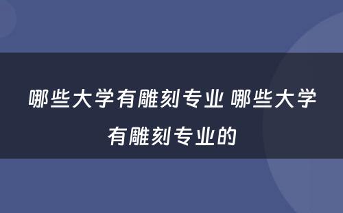 哪些大学有雕刻专业 哪些大学有雕刻专业的