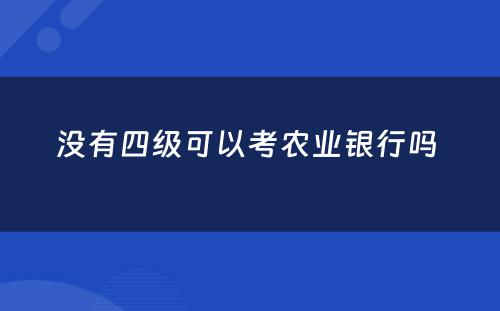 没有四级可以考农业银行吗 