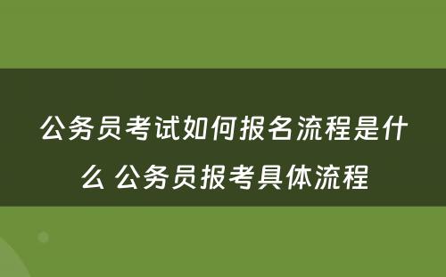 公务员考试如何报名流程是什么 公务员报考具体流程