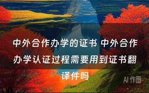 中外合作办学的证书 中外合作办学认证过程需要用到证书翻译件吗