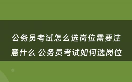 公务员考试怎么选岗位需要注意什么 公务员考试如何选岗位