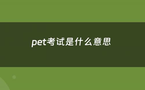 pet考试是什么意思 