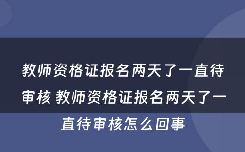 教师资格证报名两天了一直待审核 教师资格证报名两天了一直待审核怎么回事