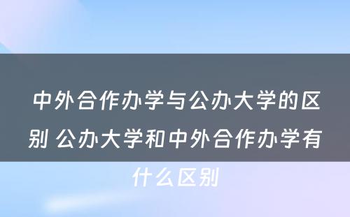 中外合作办学与公办大学的区别 公办大学和中外合作办学有什么区别