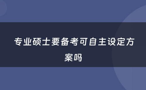  专业硕士要备考可自主设定方案吗