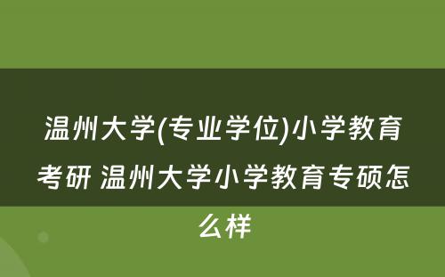 温州大学(专业学位)小学教育考研 温州大学小学教育专硕怎么样