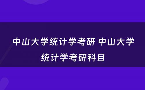 中山大学统计学考研 中山大学统计学考研科目