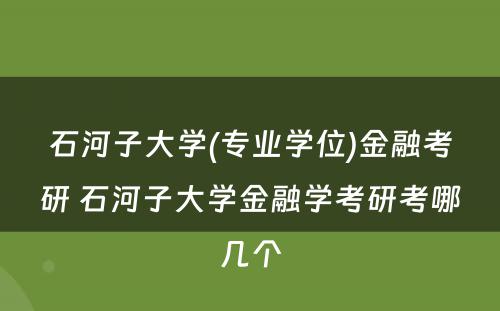 石河子大学(专业学位)金融考研 石河子大学金融学考研考哪几个