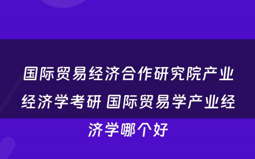 国际贸易经济合作研究院产业经济学考研 国际贸易学产业经济学哪个好