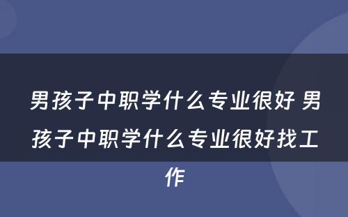 男孩子中职学什么专业很好 男孩子中职学什么专业很好找工作
