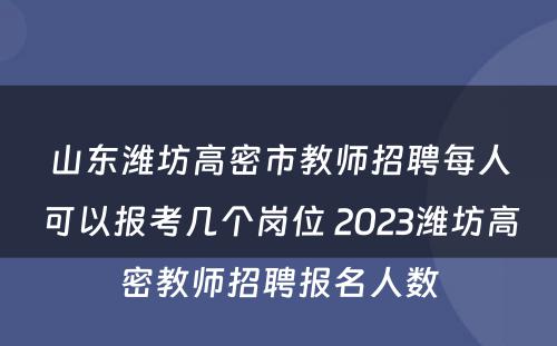 山东潍坊高密市教师招聘每人可以报考几个岗位 2023潍坊高密教师招聘报名人数
