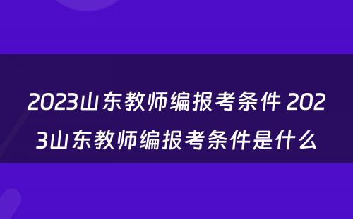 2023山东教师编报考条件 2023山东教师编报考条件是什么