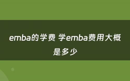 emba的学费 学emba费用大概是多少