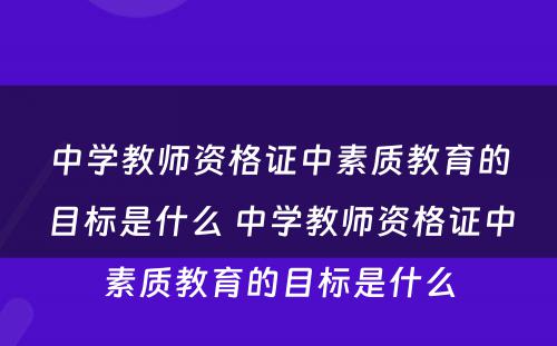 中学教师资格证中素质教育的目标是什么 中学教师资格证中素质教育的目标是什么
