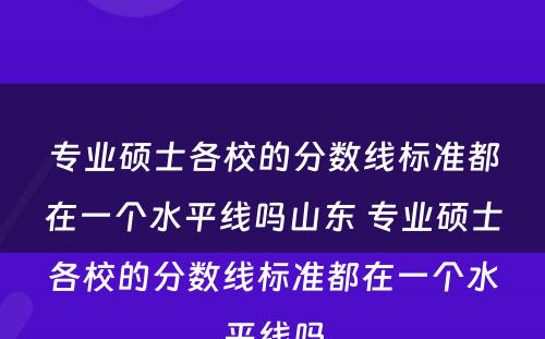 专业硕士各校的分数线标准都在一个水平线吗山东 专业硕士各校的分数线标准都在一个水平线吗