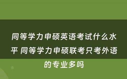 同等学力申硕英语考试什么水平 同等学力申硕联考只考外语的专业多吗