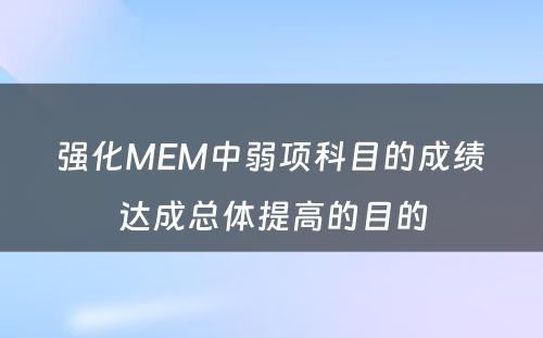  强化MEM中弱项科目的成绩 达成总体提高的目的