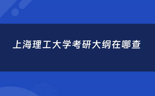 上海理工大学考研大纲在哪查 