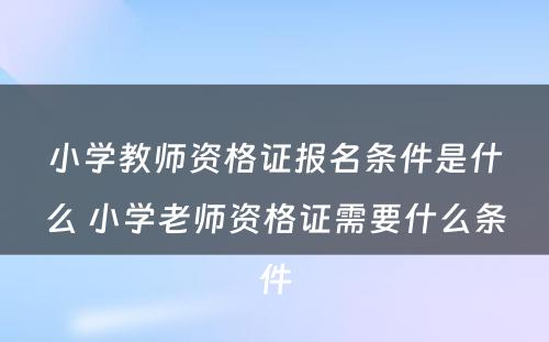 小学教师资格证报名条件是什么 小学老师资格证需要什么条件