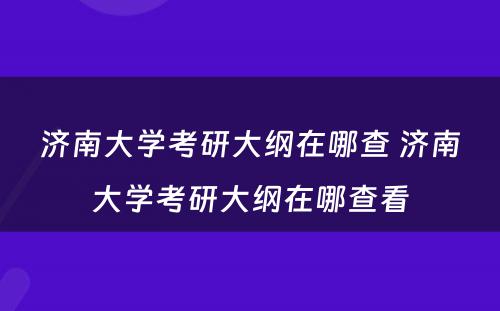 济南大学考研大纲在哪查 济南大学考研大纲在哪查看