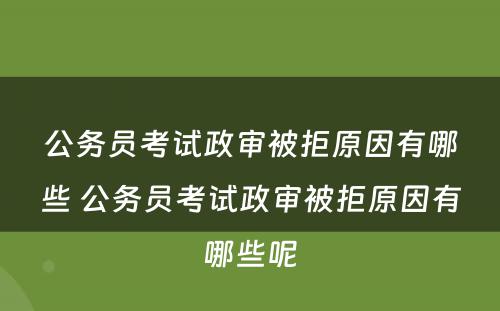 公务员考试政审被拒原因有哪些 公务员考试政审被拒原因有哪些呢