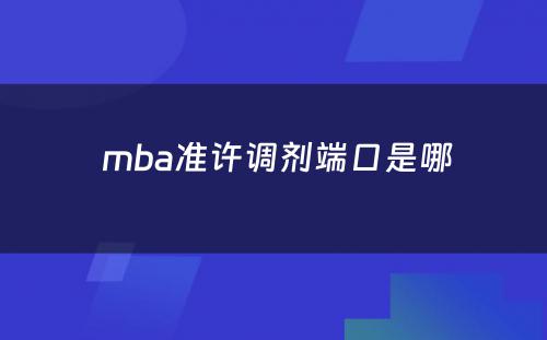  mba准许调剂端口是哪