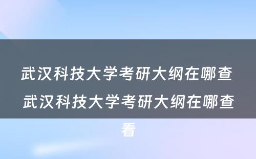 武汉科技大学考研大纲在哪查 武汉科技大学考研大纲在哪查看