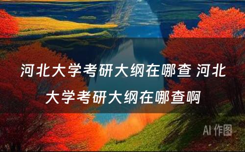 河北大学考研大纲在哪查 河北大学考研大纲在哪查啊