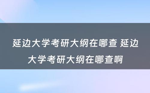 延边大学考研大纲在哪查 延边大学考研大纲在哪查啊