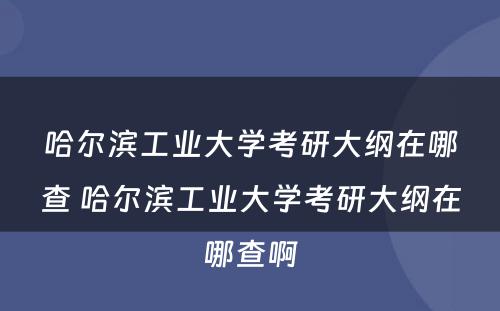 哈尔滨工业大学考研大纲在哪查 哈尔滨工业大学考研大纲在哪查啊