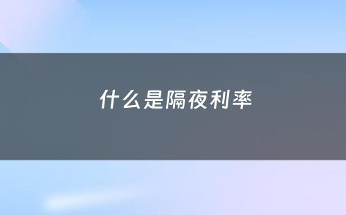  什么是隔夜利率