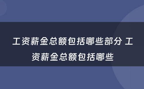 工资薪金总额包括哪些部分 工资薪金总额包括哪些