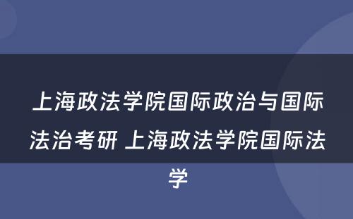 上海政法学院国际政治与国际法治考研 上海政法学院国际法学