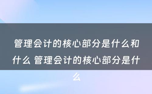 管理会计的核心部分是什么和什么 管理会计的核心部分是什么