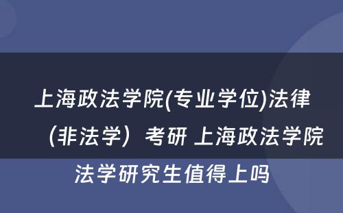 上海政法学院(专业学位)法律（非法学）考研 上海政法学院法学研究生值得上吗