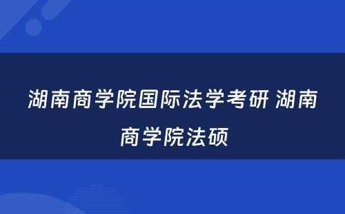 湖南商学院国际法学考研 湖南商学院法硕
