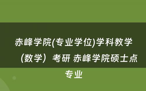 赤峰学院(专业学位)学科教学（数学）考研 赤峰学院硕士点专业