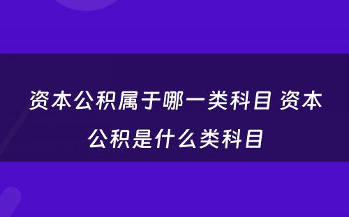 资本公积属于哪一类科目 资本公积是什么类科目