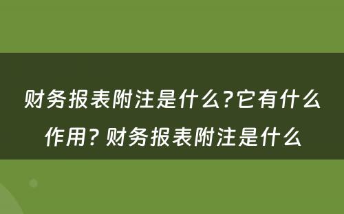 财务报表附注是什么?它有什么作用? 财务报表附注是什么