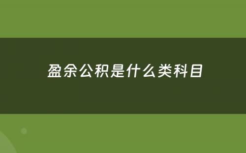  盈余公积是什么类科目