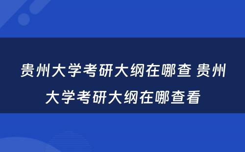 贵州大学考研大纲在哪查 贵州大学考研大纲在哪查看