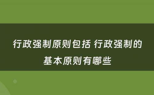 行政强制原则包括 行政强制的基本原则有哪些