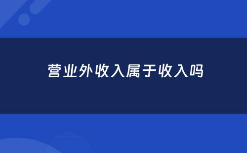  营业外收入属于收入吗