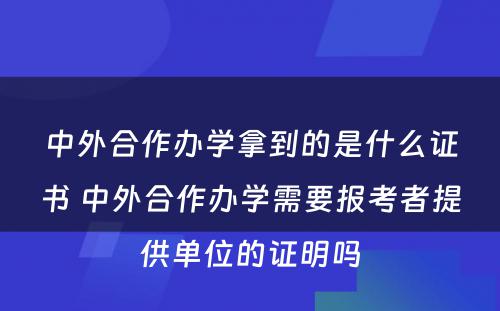 中外合作办学拿到的是什么证书 中外合作办学需要报考者提供单位的证明吗